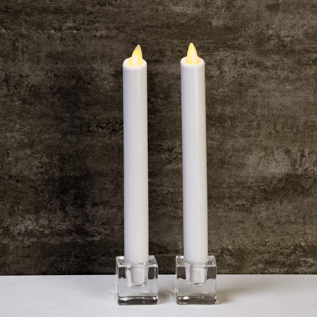 Square Glass Candle Holder Set of 2, Clear Taper Candlestick Holders, Ideal Gift for Dining Table, Wedding, Christmas and Party.…