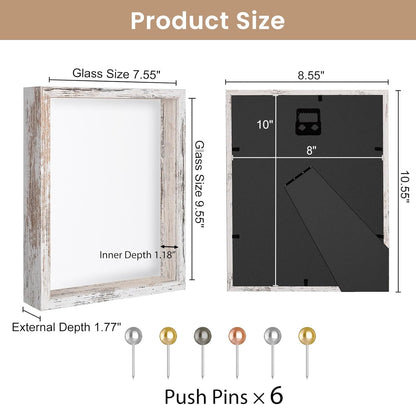 Califortree 8x8 Shadow Box Frame with Soft Linen Back - Push Pins Included, Memory Box Display Case for Flower, Tickets and 3D Items, Black