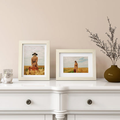 Egofine 8x10 Picture Frames Set of 4, Made of Solid Wood Covered by Plexiglass 4x6 and 5x7 with Mat or 8x10 without Mat, for Table Top Display and Wall Mounting Photo Frame Black