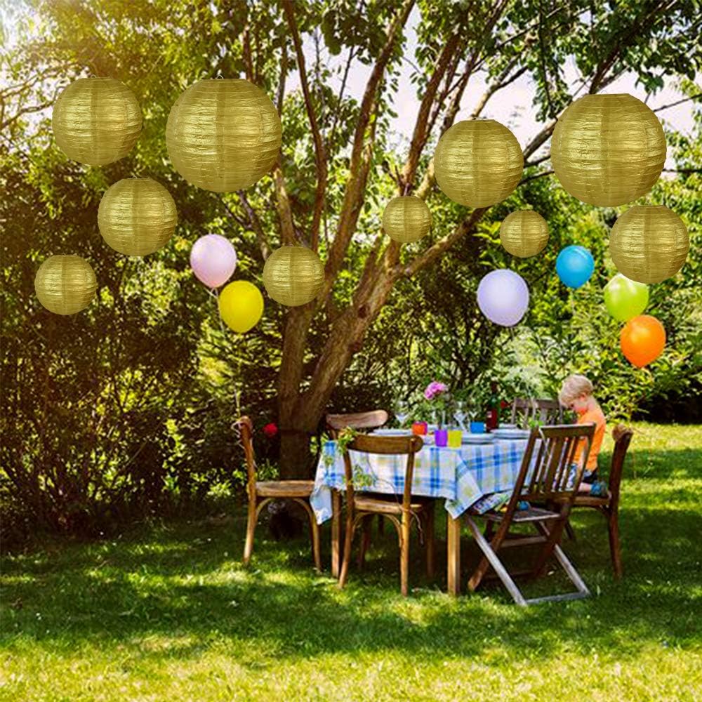 BEISHIDA 10Pcs White Paper Lanterns Decorative Chinese/Japanese Hanging Round Paper Lanterns Lamp for Birthday, Wedding, Christmas, Bridal, Home Decor, Party Decoration(Size of 4”, 6”, 8”, 10”)