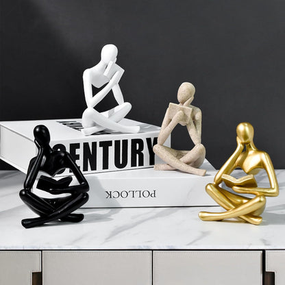 Jinkoozz Reading Women Statue, Thinker Sculptures, Abstract Art Ornament, Modern Aesthetic Figurine Decoration, Suitable for Home Living Room Bedroom Office Shelf Table Desk Bookshelf Decor