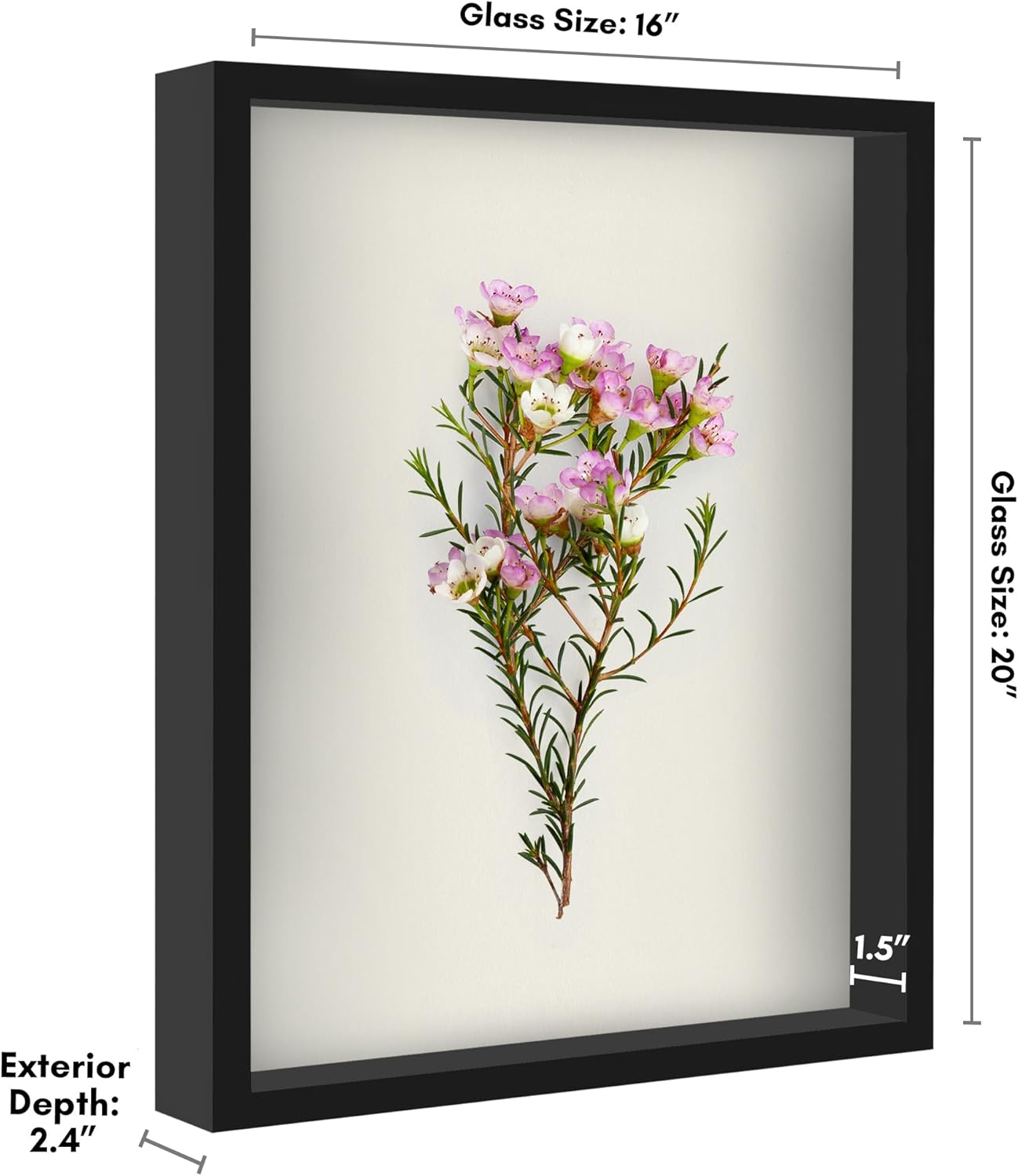 Americanflat 12x16 Shadow Box Frame with Polished Plexiglass - Silhouette Collection - Large Shadow Box Display Case for Tabletop and Wall Display - Black with Soft Felt Back