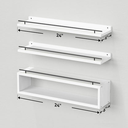 WOPITUES Floating Shelves for Wall with Cube Shelf, Wall Shelves with Metal Rail for Bathroom Decor, Bathroom Organizers and Storage, Over Toilet Shelves for Toilet Paper-Black