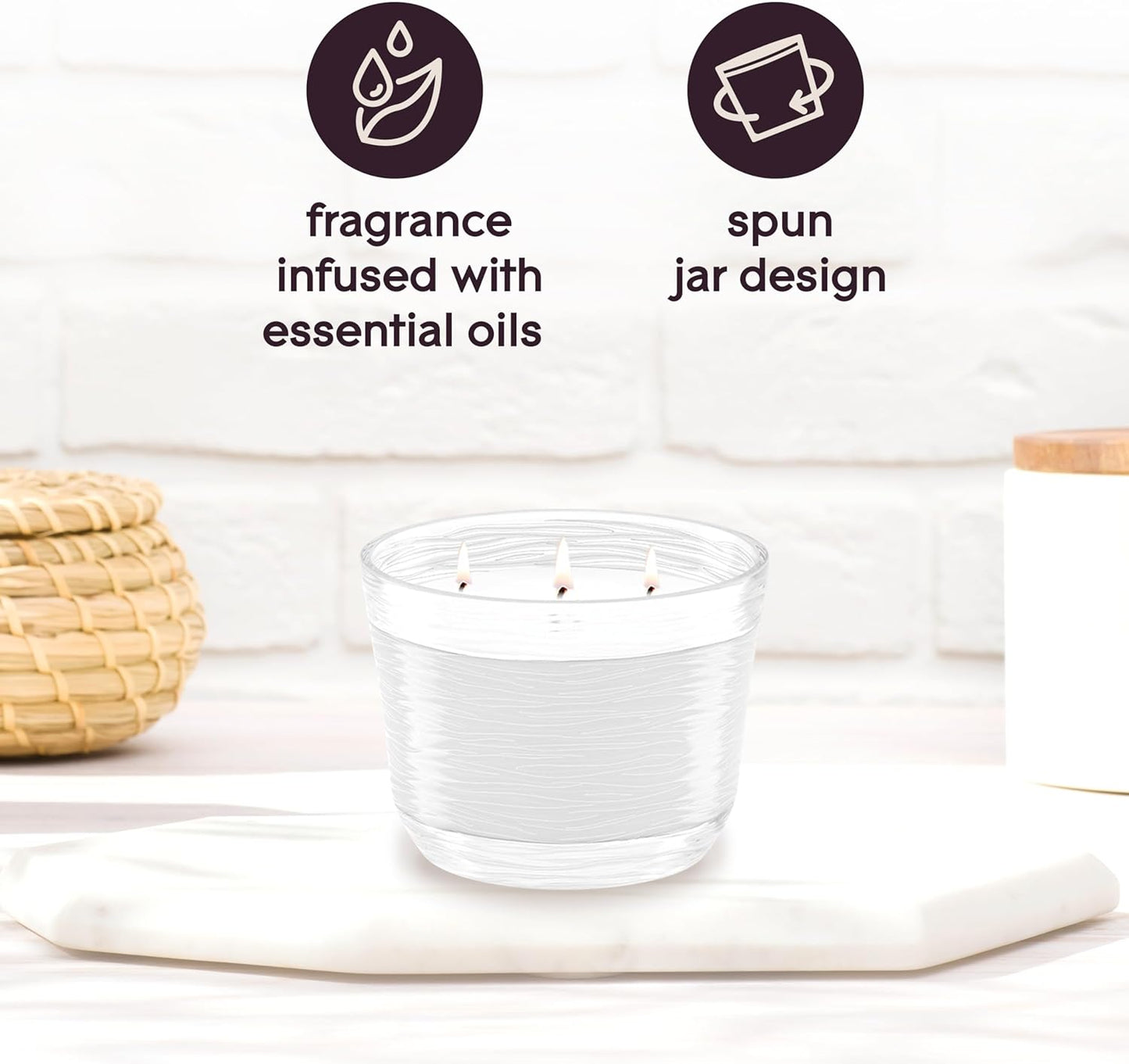 Glade 3-Wick Scented Candle Jar, Apple Cinnamon, Air Freshener Infused with Essential Oils, 6.8 Oz, 3 Count
