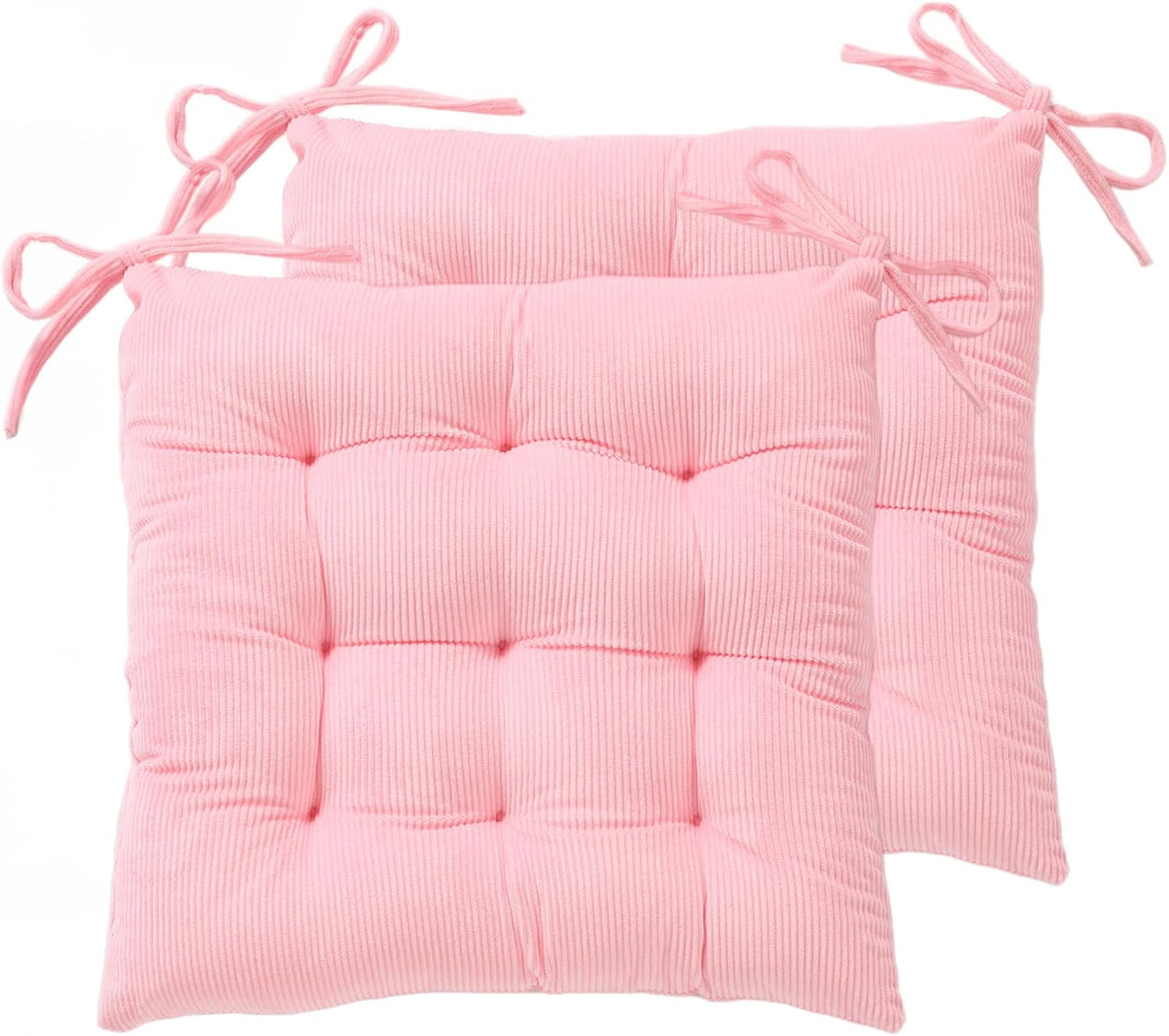HLOVME Corduroy Chair Cushion with Ties Ultra Soft Warm Floor Cushion for Kids Reading Nook Comfortable Square Seat Cushion for Adult 15.7”x15.7”, White
