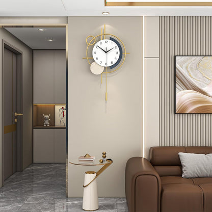 Wall Clock for Living Room Decor Decorative Wall Clock with Pendulum Silent Quartz Battery Operated Black Metal Large Clock for Dining Room,Kitchen,Home,Bathroom,Bedroom,13.8x21.3 in