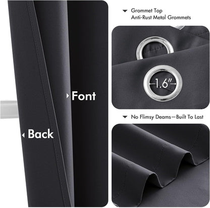 MIULEE Blackout Curtains for Bedroom Living Room 2 Panels, Thermal Insulated Room Darkening Drapes Grommet Noise Reducing Light Blocking Window Treatments 63 Inches Long 40x63 Inch Black - Colors A