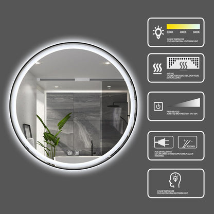 Itrue 12 Inch Small Round Decorative Wall Mirror, HD Silver-Coated Glass with Brushed Black Metal Frame, Minimalist Modern Accent Mirror for Vanity, Narrow Walls, Bathroom, Bedroom & Entryway