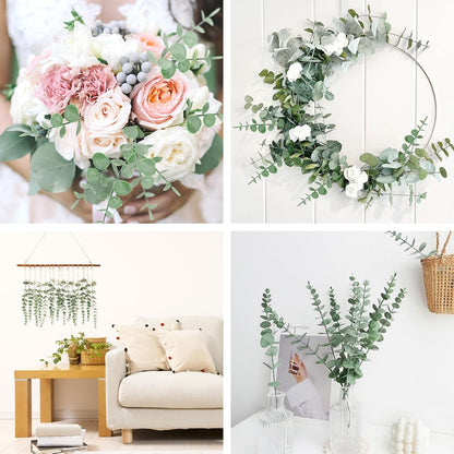 CEWOR 80pcs Artificial Eucalyptus Stems Fake Eucalyptus Leaves Stems Real Touch Leaf Branches for Flower Bouquet Wedding Easter Centerpiece Spring Home Office Decor