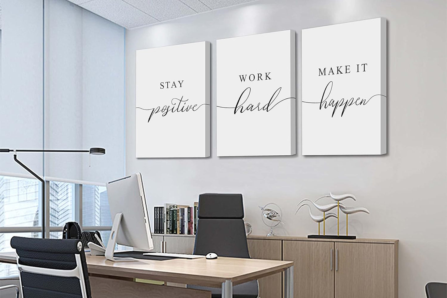 Inspirational Canvas Painting Wall Art -EPHANY ART,Mindset Quotes Prints, Success Framed Entrepreneur Poster Positive Quotes Wall Poster for Home Office Workplace (M-3pcs,12x16inchx3pcs)