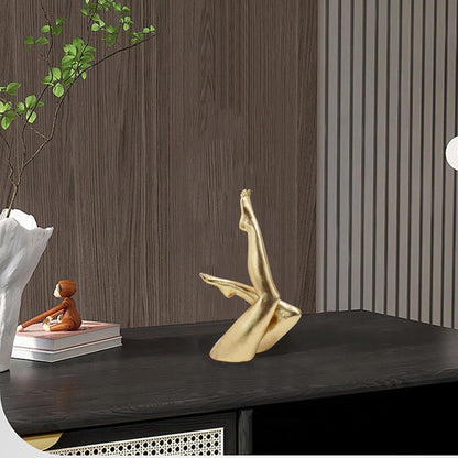 Gold Legs Statue, Resin Abstract Art Legs Ornament, Yoga Woman Decor Sculpture, Modern Aesthetic Figurine Decoration, Suitable for Home Living Room Bedroom Office Shelf Table Desk Bookshelf Decor