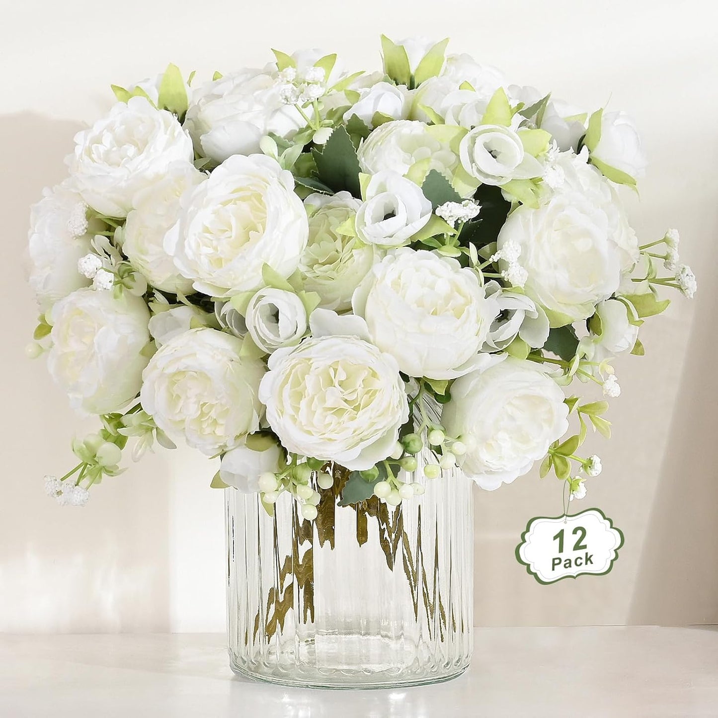 MARTINE MALL 2 Packs Peonies Artificial Flowers, Light Pink Artificial Peonies, Silk Peonies Flowers Fake Peonies Artificial Flowers Peonies Bouquet for Centerpiece Table Wedding Party Home Decor