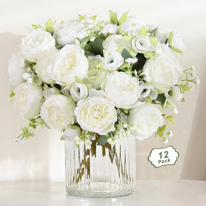 MARTINE MALL 2 Packs Peonies Artificial Flowers, Light Pink Artificial Peonies, Silk Peonies Flowers Fake Peonies Artificial Flowers Peonies Bouquet for Centerpiece Table Wedding Party Home Decor