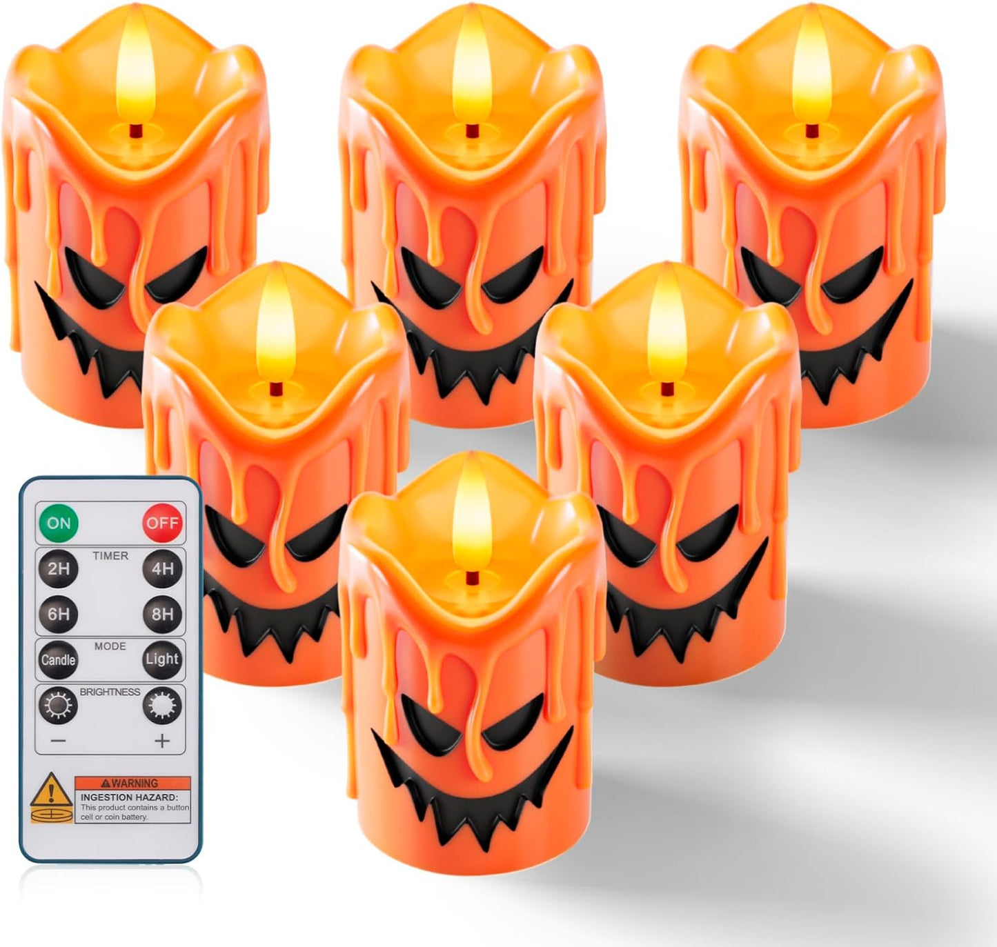 Homemory Flameless Votive Candles with Timer, 2" x 2" Real Wax, 400+Hour Realistic Black Wick Battery Operated Candles, Set of 6 for Wedding, Party and Holiday Decoration (Battery Included)