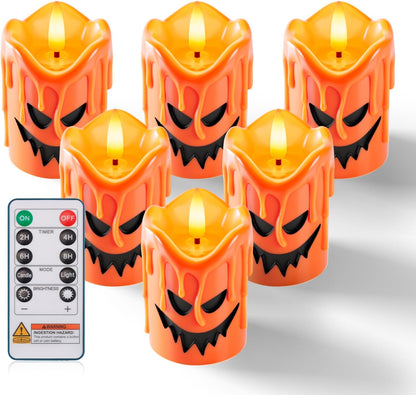 Homemory Flameless Votive Candles with Timer, 2" x 2" Real Wax, 400+Hour Realistic Black Wick Battery Operated Candles, Set of 6 for Wedding, Party and Holiday Decoration (Battery Included)