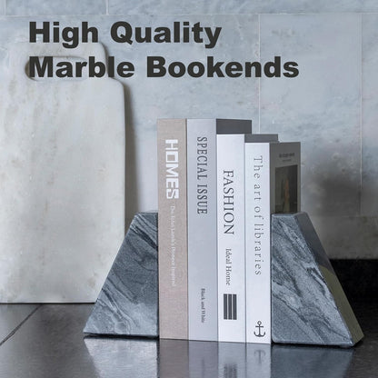 Karibiber Travertine Bookends for Heavy Books, Marble Decorative Bookends for Shelves, Heavy-Duty Stone Book Ends for Hardback Book & Cookbooks, Unique Book Stopper & Holder, Travertino Italy