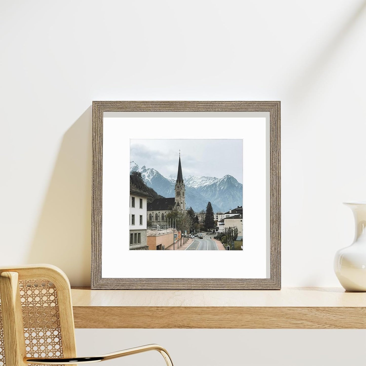 Vittanly 8x10 Picture Frames Set of 9, Shatter Resistant Plexiglass, Display 5x7 Pictures with Mat or 8x10 without Mat, Photo Frames for Wall or Tabletop, Engineered Wood, Black - Colors B