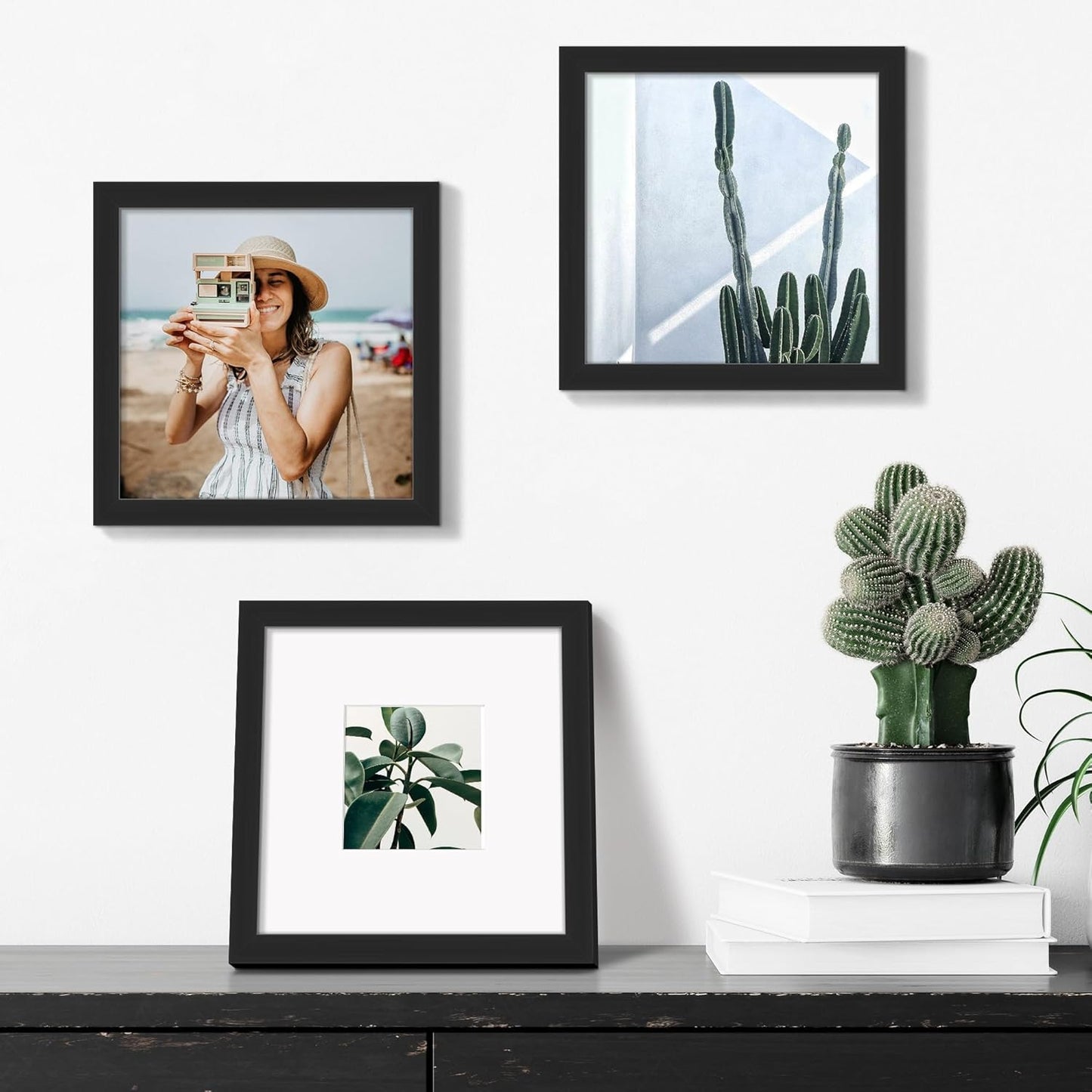 upsimples 8x10 Picture Frame, Display Pictures 5x7 with Mat or 8x10 Without Mat, Wall Hanging Photo Frame, Black, 1 Pack - Colors A