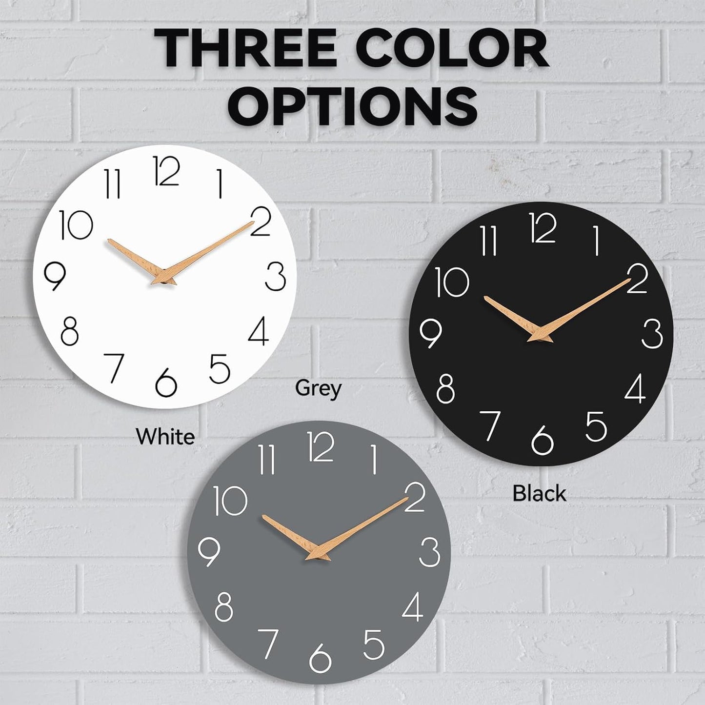 cicininc Wall Clock, Gray Silent Non-Ticking, Decorative Battery Operated Wall Clocks for Bedroom, Kitchen, Home, Office, School, Hotel (8 Inch)