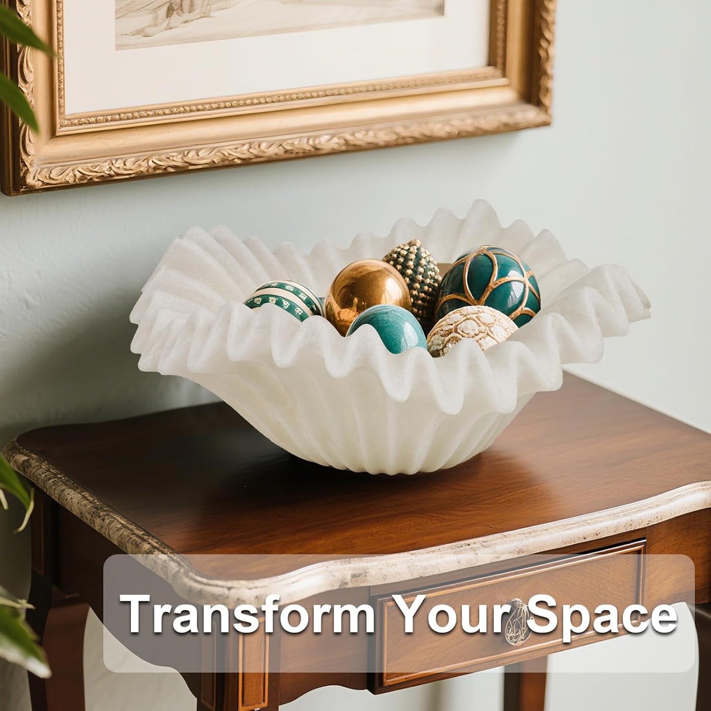 Braxio White Decorative Bowl with Sand Finish - Key Holder Bowl for Entryway Table, Modern Fruit Bowl for Kitchen Counter, Centerpiece Catch-All Bowl 10.5 x 10 x 5.5 Inch