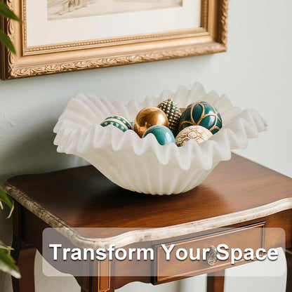 Braxio White Decorative Bowl with Sand Finish - Key Holder Bowl for Entryway Table, Modern Fruit Bowl for Kitchen Counter, Centerpiece Catch-All Bowl 10.5 x 10 x 5.5 Inch
