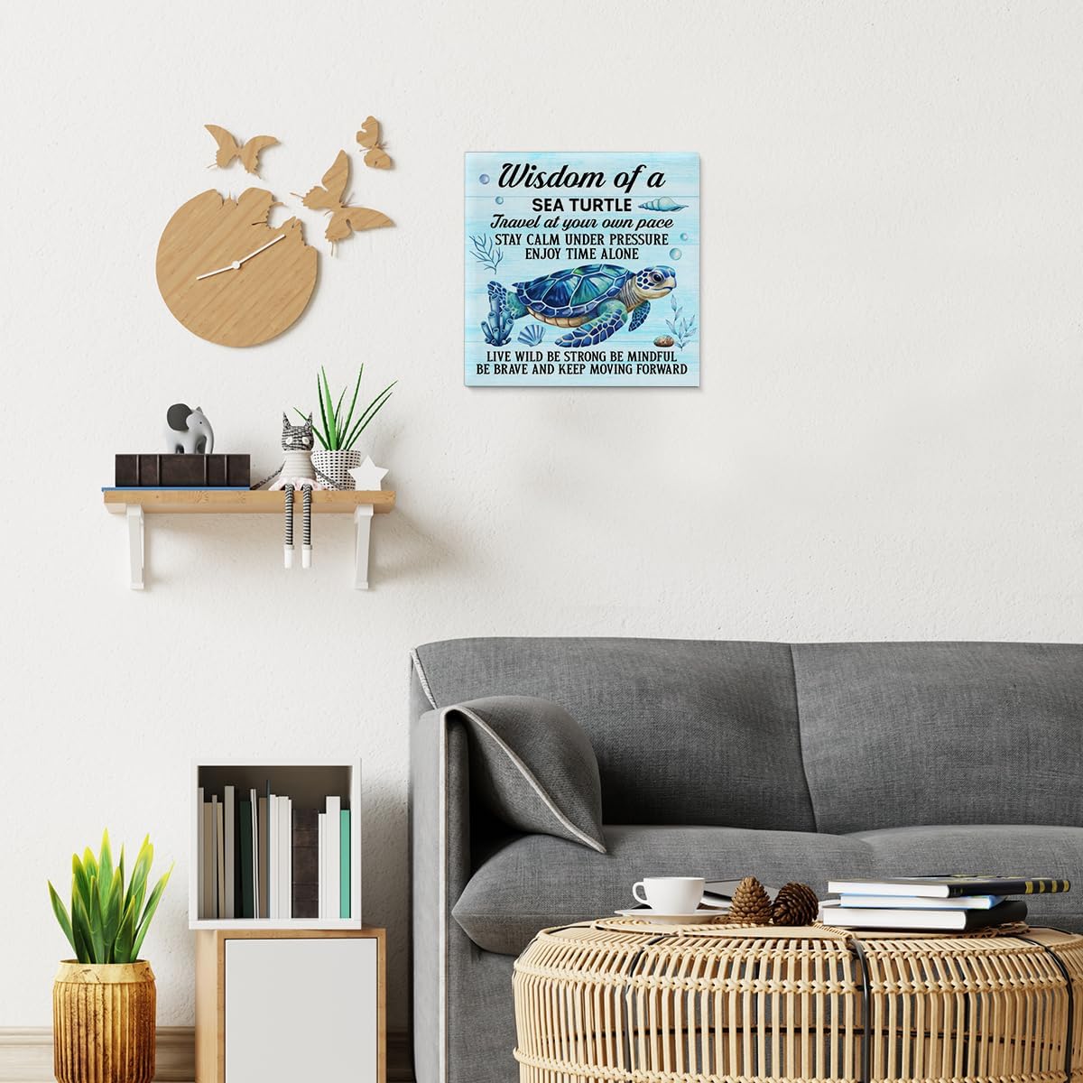 Inspirational Farmhouse Canvas Print Wall Art Decor One Small Positive Thought in the Morning Can Change Your Whole Day Sign Painting Plaque Rustic Home Decoration (8 X 8 Inches, Framed)