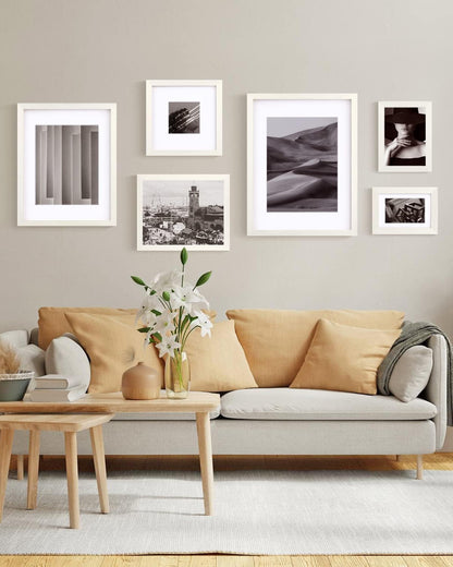 Egofine 8x10 Picture Frames Set of 4, Made of Solid Wood Covered by Plexiglass 4x6 and 5x7 with Mat or 8x10 without Mat, for Table Top Display and Wall Mounting Photo Frame Black