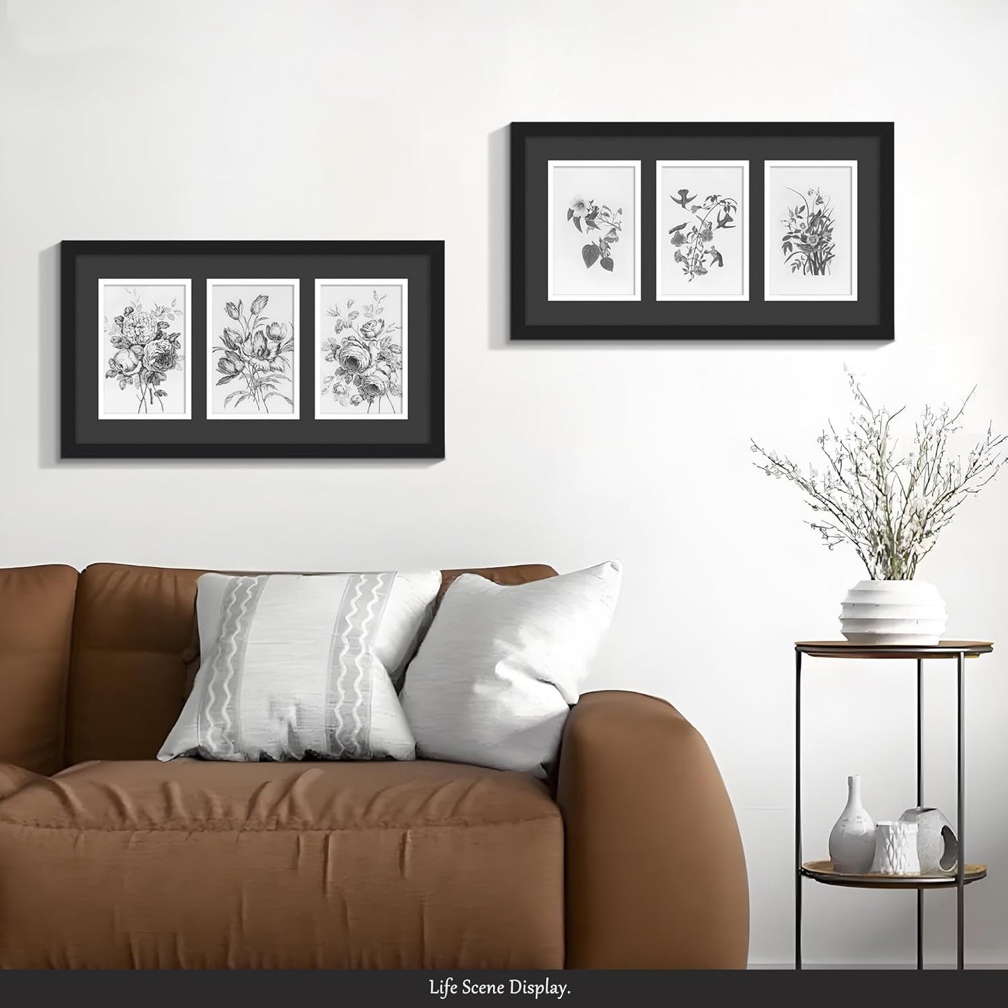 DUENPY 14x26 Collage Picture Frame 4x6 Collage Picture Frame Displays Twelve 4x6 inch Photos Available Horizontal Wall Mounting Display and Vertical Black - Colors A