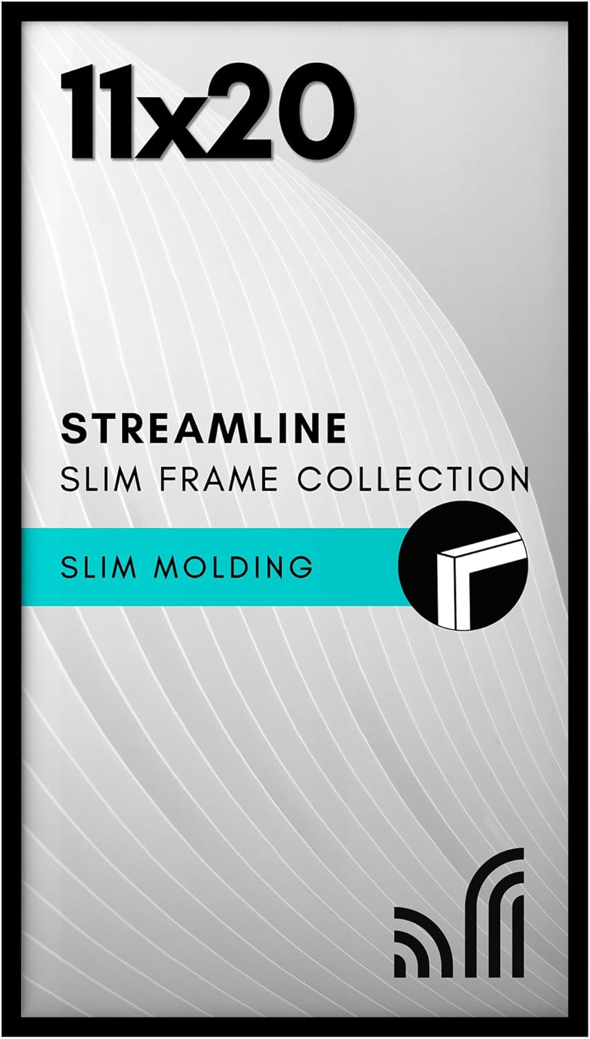 Americanflat 24x36 Poster Frame with Polished Plexiglass - Streamline Collection - Thin Border Picture Frame for Wall Display - Hanging Hardware Included - Black - Colors C
