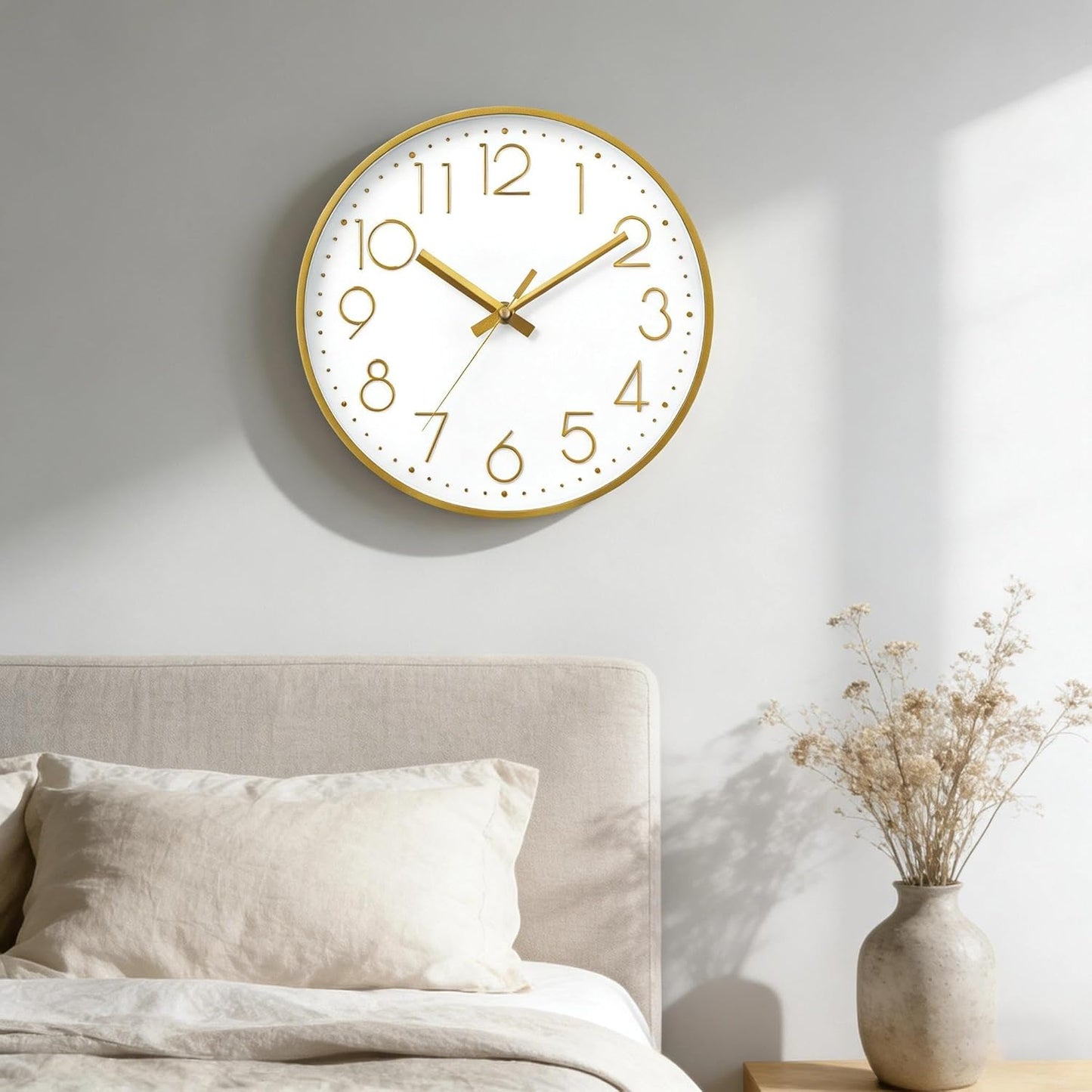 DAXSMY Wall Clock - 8 Inch Silent Non-Ticking Modern 3D Wall Clocks Battery Operated - Decorative Clock for Kitchen, Home Office, Bathroom, Bedroom(Rose Gold)