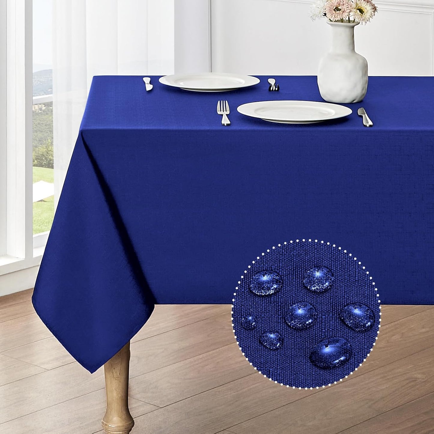 Veblandy Rectangle Tablecloth Waterproof Linen Textured Table Cloth Stain and Wrinkle Resistant Washable, Decorative Fabric Table Cover for Dining, Party and Camping (Sage Green, 52 * 70)