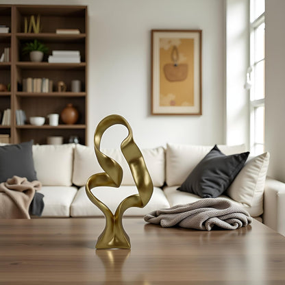10" Modern Abstract Ribbon Decorative Sculpture, Knot Sculptures,Home Decor,Coffee Table Statues,Dining Living Room Desk Decor（White）