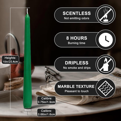 4 Pack White Taper Candles丨Taper Candles 10 Inch Dripless丨Unscented & Smokeless Candlesticks Bulk丨7-8 Hours Long Burning Tall Candles丨Ideal for Christmas Weddings Parties Dinner