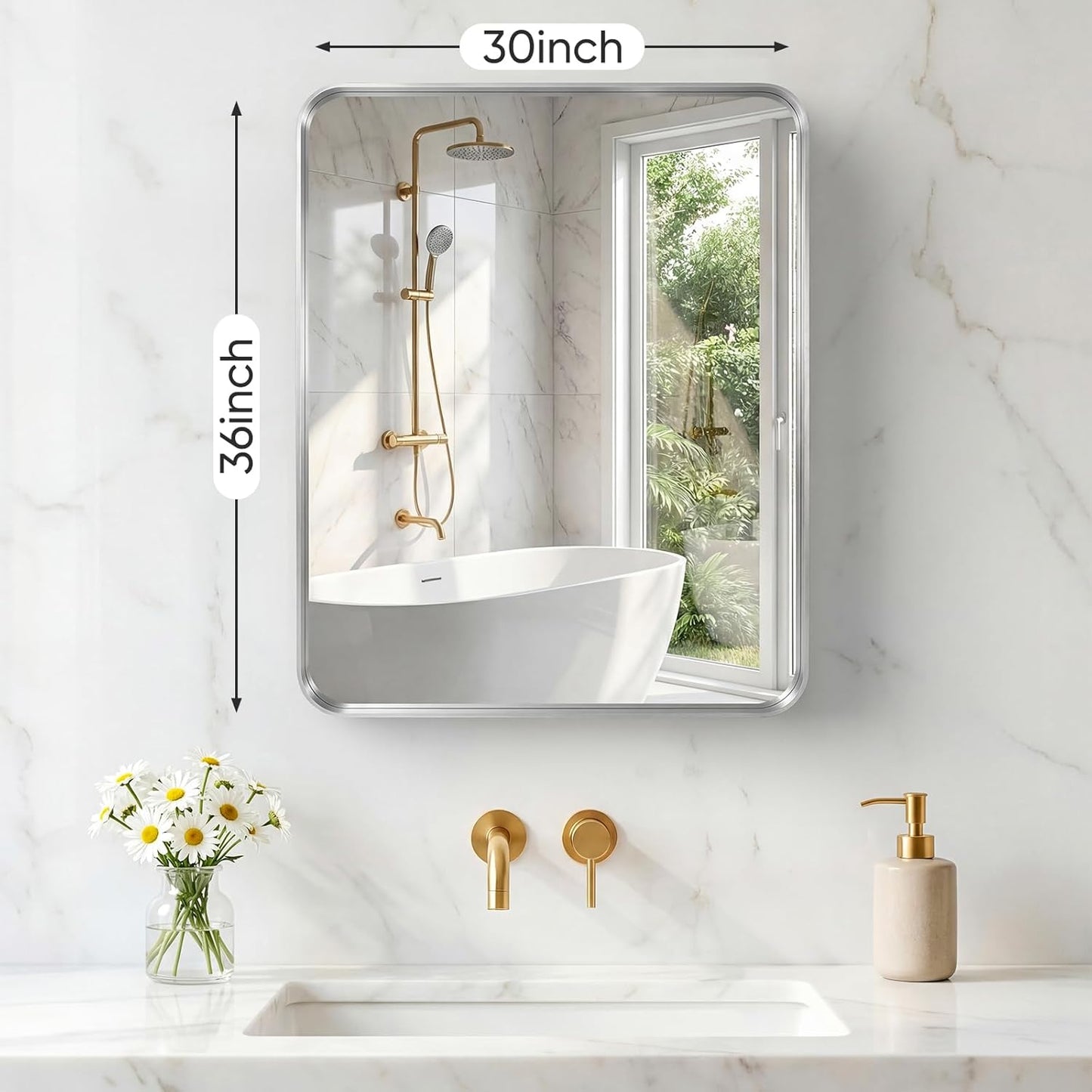 NEWBULIG Gold Round Wall Mirror 36 Inch, Bathroom Mirrors for Over Sink, Wall Decor for Bathroom, Entryway, Bedroom, Vanity