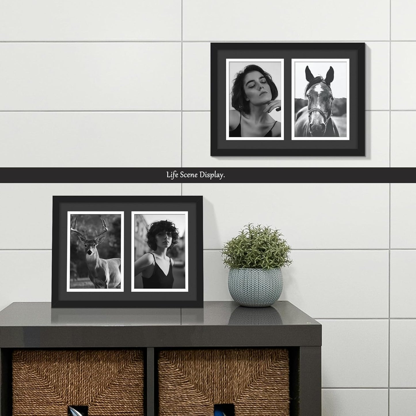 DUENPY 14x26 Collage Picture Frame 4x6 Collage Picture Frame Displays Twelve 4x6 inch Photos Available Horizontal Wall Mounting Display and Vertical Black - Colors A