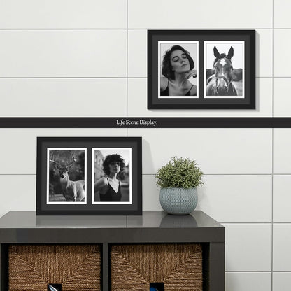 DUENPY 14x26 Collage Picture Frame 4x6 Collage Picture Frame Displays Twelve 4x6 inch Photos Available Horizontal Wall Mounting Display and Vertical Black - Colors A
