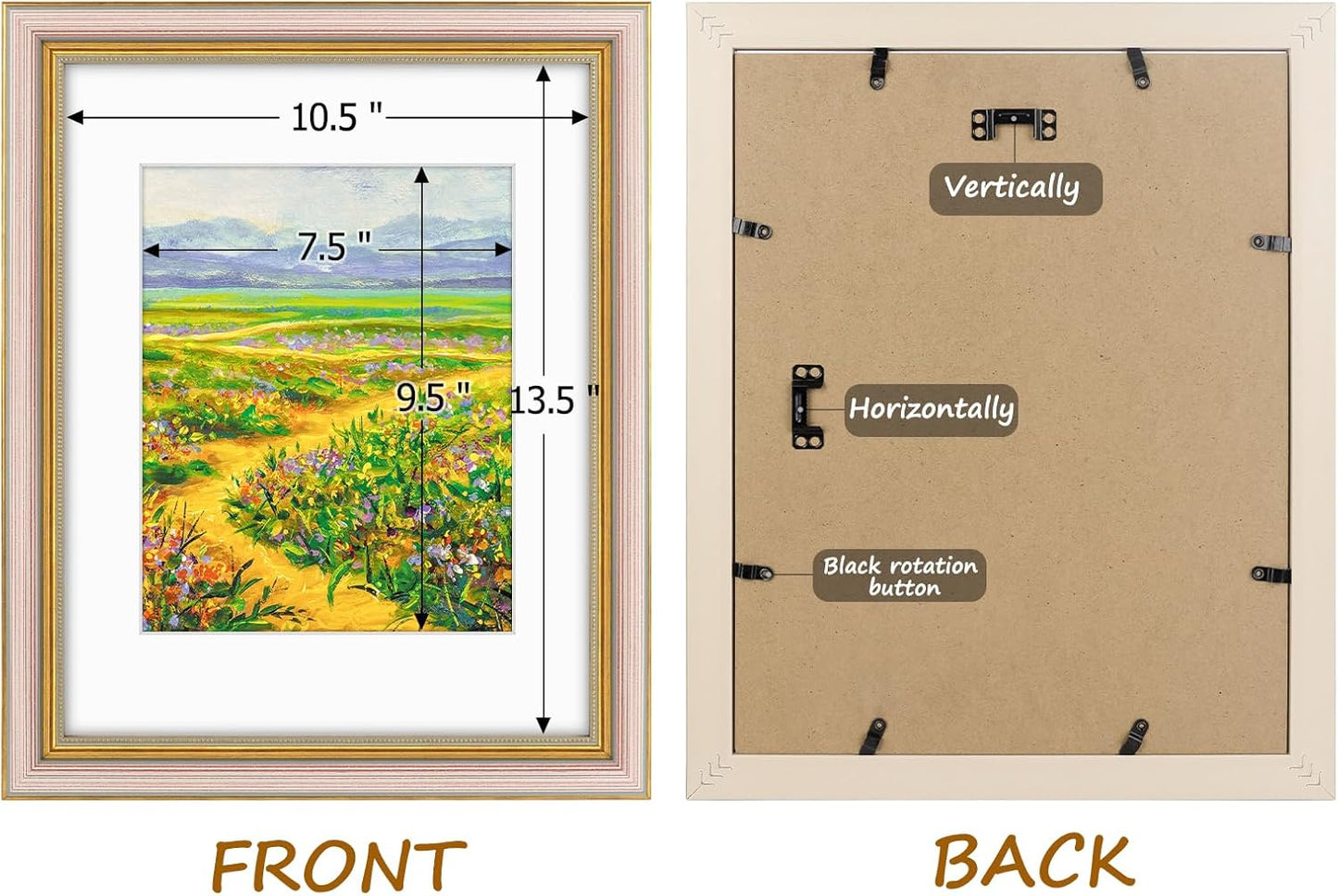 Golden State Art,11x14 Ornate Picture Frame for 8x10 Photo with Mat or 11 x 14 Prints without Mat,Real Glass Wall Display(Color:Green Gold)