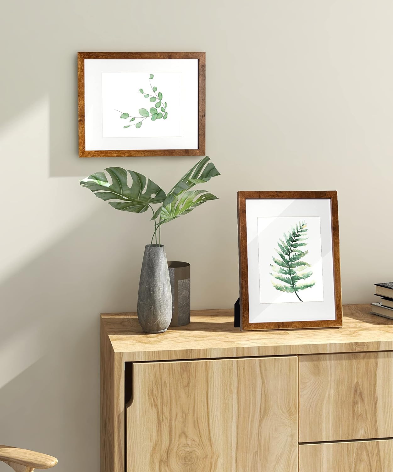 Sonefreiy Floating Picture Frames 8x10 Set of 2, Wooden Photo Frame Double Glass Pressed Flower Frames 5x7 Wall and Tabletop Display Mothers Day Gift for Family Friends Wedding