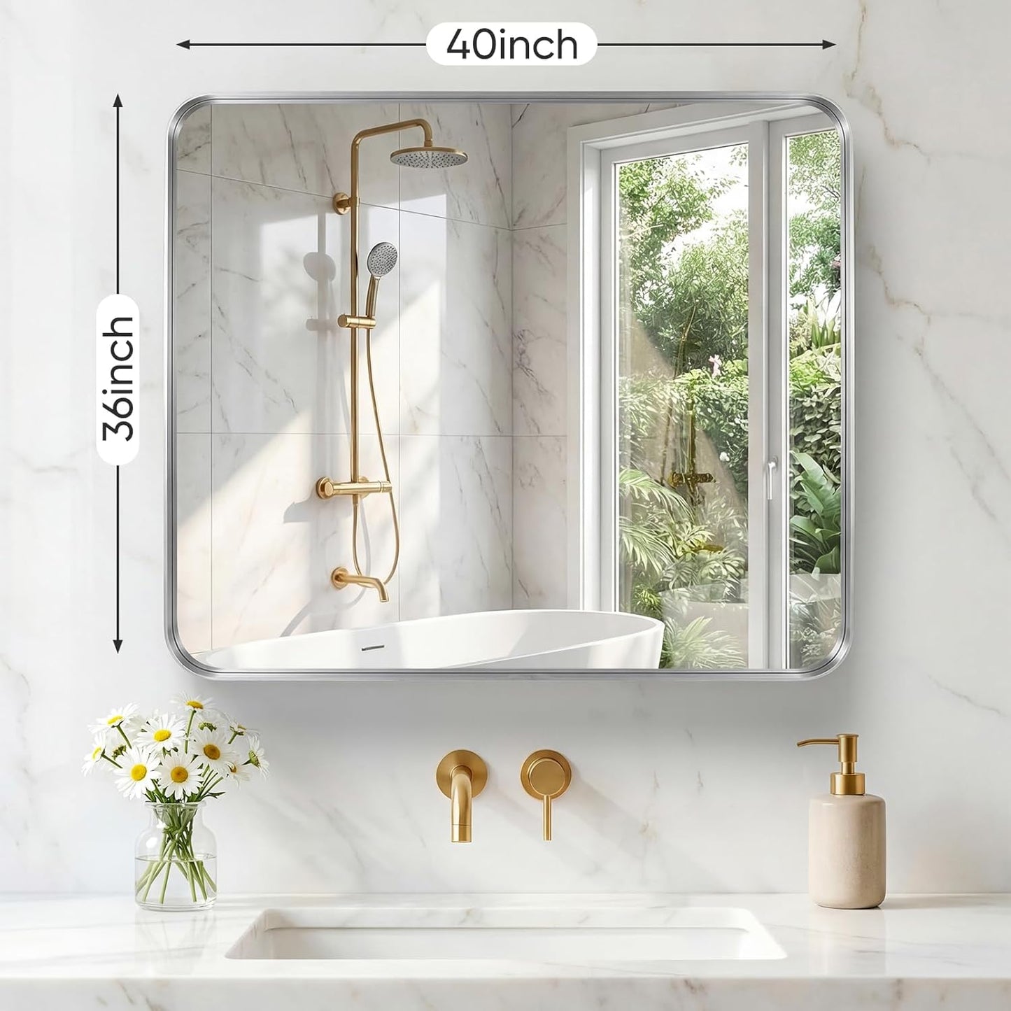 NEWBULIG Gold Round Wall Mirror 36 Inch, Bathroom Mirrors for Over Sink, Wall Decor for Bathroom, Entryway, Bedroom, Vanity
