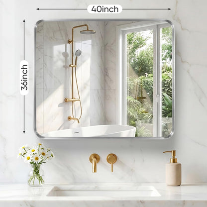 NEWBULIG Gold Round Wall Mirror 36 Inch, Bathroom Mirrors for Over Sink, Wall Decor for Bathroom, Entryway, Bedroom, Vanity