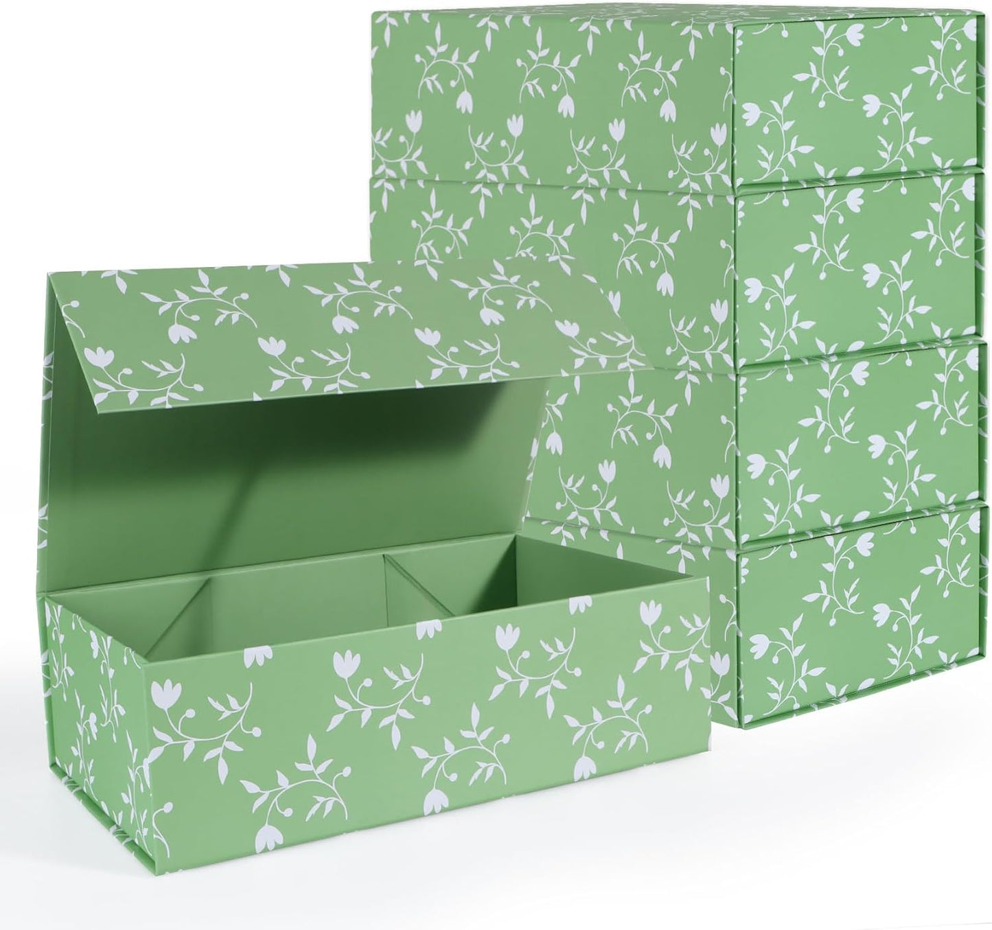 LFBOX Floral Gift Box with Magnetic Lids 13.8x8.3x4.4 in, Large Bridesmaid Proposal Boxes, Rectangle Wedding Decorative Storage Box 1 Pack