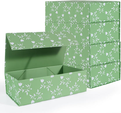 LFBOX Floral Gift Box with Magnetic Lids 13.8x8.3x4.4 in, Large Bridesmaid Proposal Boxes, Rectangle Wedding Decorative Storage Box 1 Pack