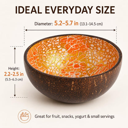 ChezMax Natural Coconut Bowl with Mother of Pearl Inlays - Key Bowl & Fruit Snack Holder (Blue-Gold)