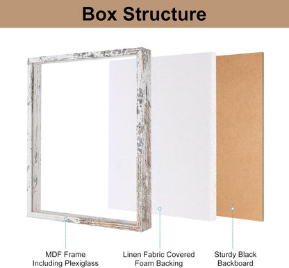 Califortree 8x8 Shadow Box Frame with Soft Linen Back - Push Pins Included, Memory Box Display Case for Flower, Tickets and 3D Items, Black