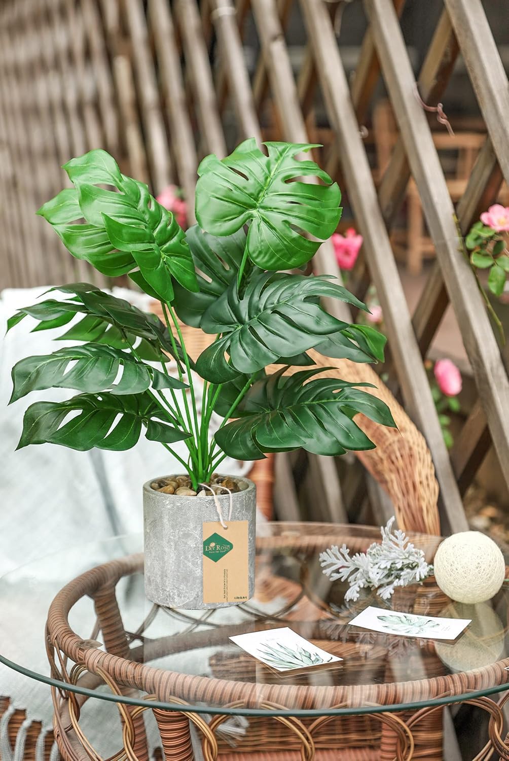 Der Rose 2 Pack Fake Plants Artificial Tropical Faux Plants Indoor for Office Desk Home Sage Green Decor