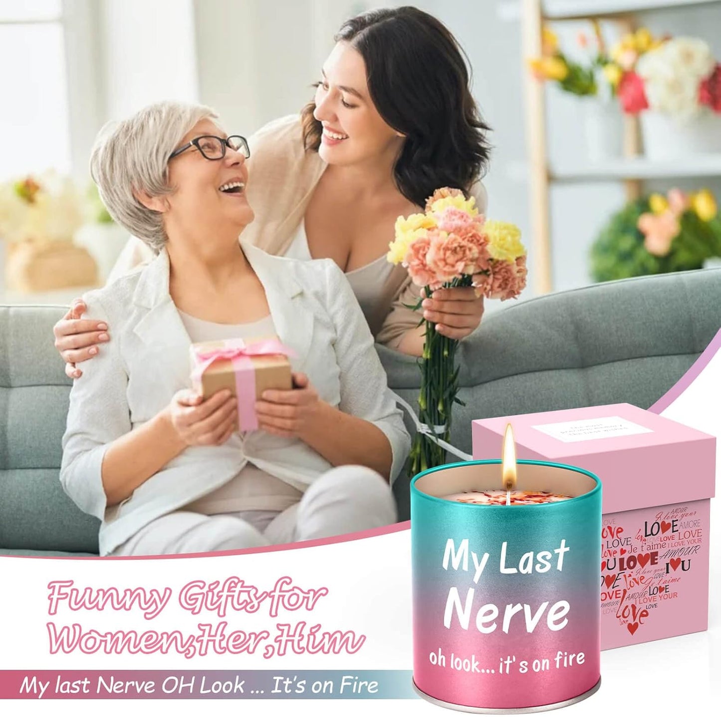 Gifts for Mom Birthday from Daughter Son, Christmas Stocking Stuffers Gifts for Mom Present Mothers Day Great ldeas Funny Unique New Mother Thanksgiving Adoptive 9oz Scented Candle