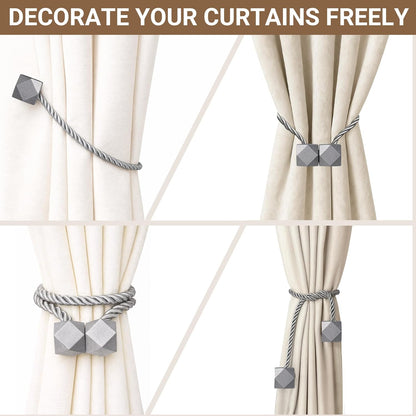 Hion Magnetic Curtain Tiebacks Black 2pcs, Curtain Tiebacks Buckles Holdbacks Holders Hooks Clip for Home Outdoor Bedroom Office Decorative Curtain