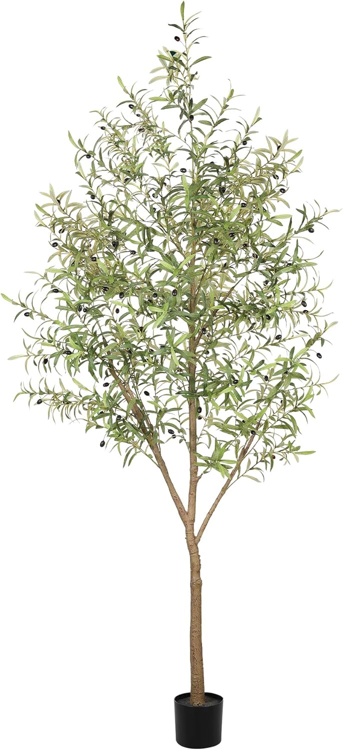 LYERSE Olive Trees Artificial Indoor - Faux Olive Tree 6ft - Fake Olive Tree with Olive Branches and Lifelike Fruits - Artificial Olive Tree for Modern Home Office House Living Room Decor Indoor