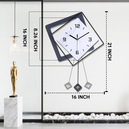 Wall Clock with Pendulum,Silent Quality Quartz Battery Operated,Modern Large Wall Clocks for Living Room Kitchen Home Bathroom Bedroom Wall Decor,16.2x26Inch(Black)