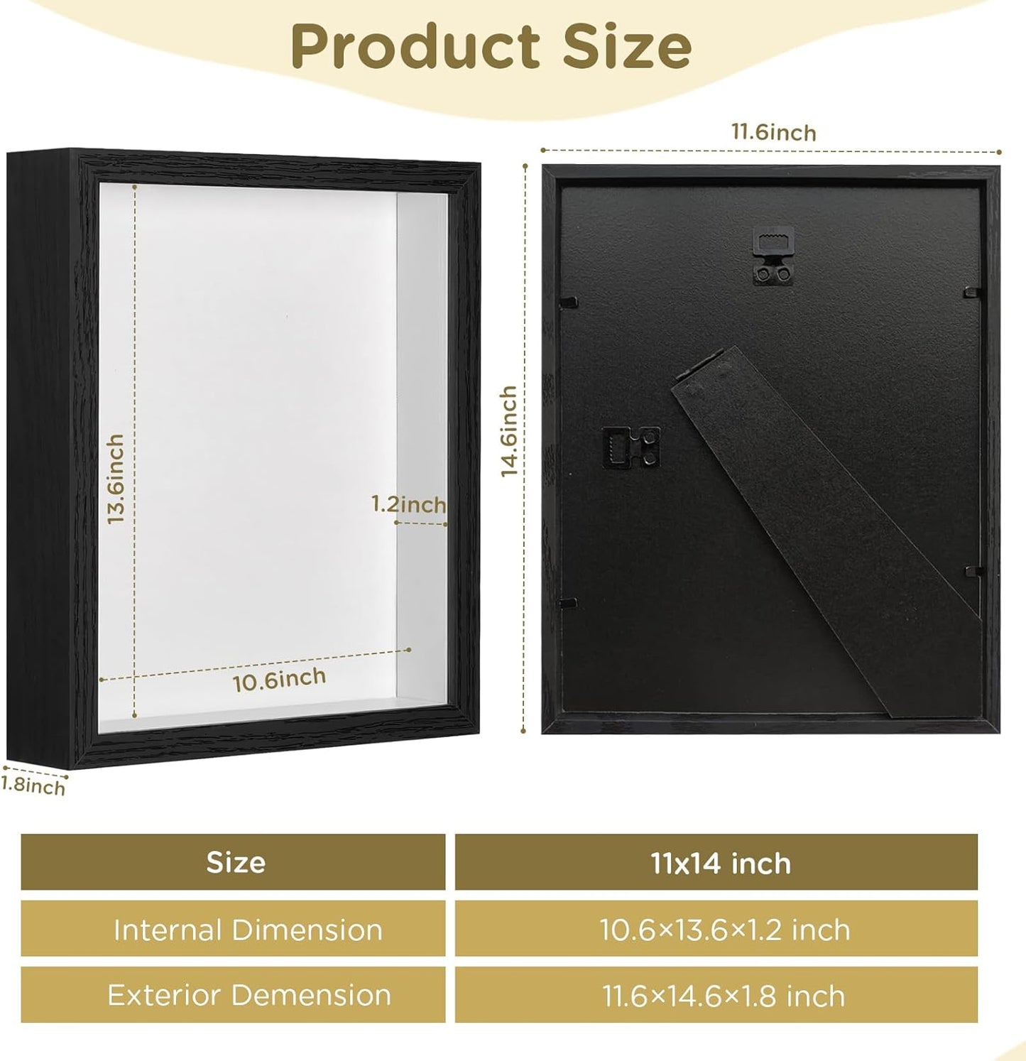 Shadow Box Frame 8x10 - 3 Pack Wood Deep Shadowbox with Glass Shadow Boxes Display Cases Suitable for Photos, Dried Flowers, Handicrafts Picture Frames for Wall (Black)